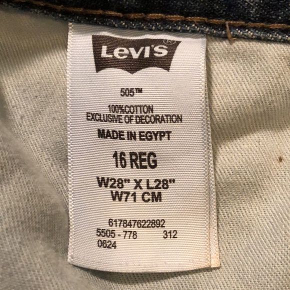 Levis 505 straight jeans sz 16 Reg/ 28 x 28, med wash/5 pocket - Picture 8 of 14